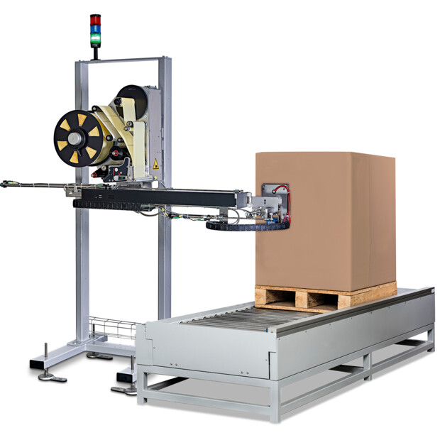 Logomatic 715 PF: space-saving 2-sided pallet labelling according to GS1 standard